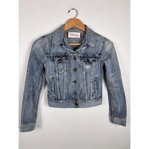 Aritzia Sunday Best Size XS Crop Denim OLLIE Boyfriend Embellished Jean Jacket